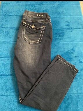 Vanilla Star Dark Blue Straight Leg Capri Jeans